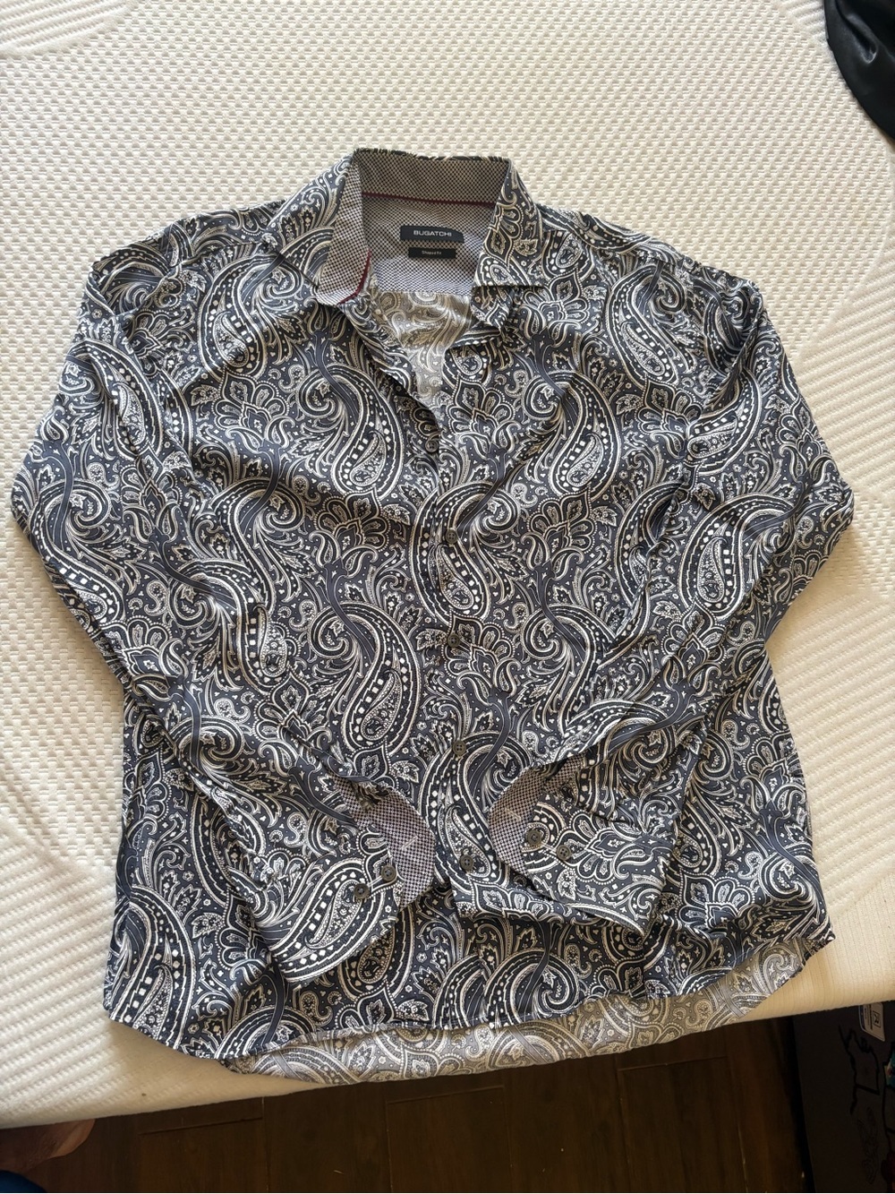 Bugatchi Men's Navy & White Paisley Button-Up Shirt